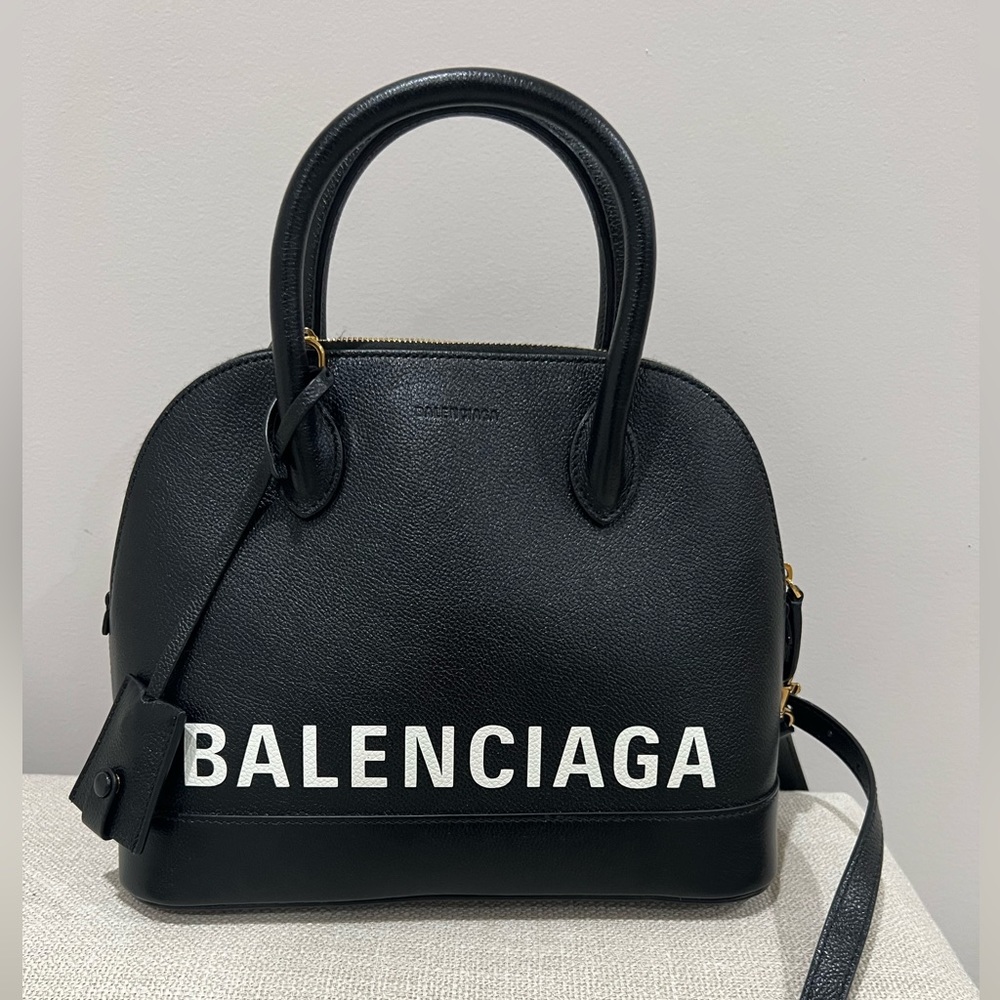 Balenciaga Ville Small Logo Calfskin Top-handle Bag